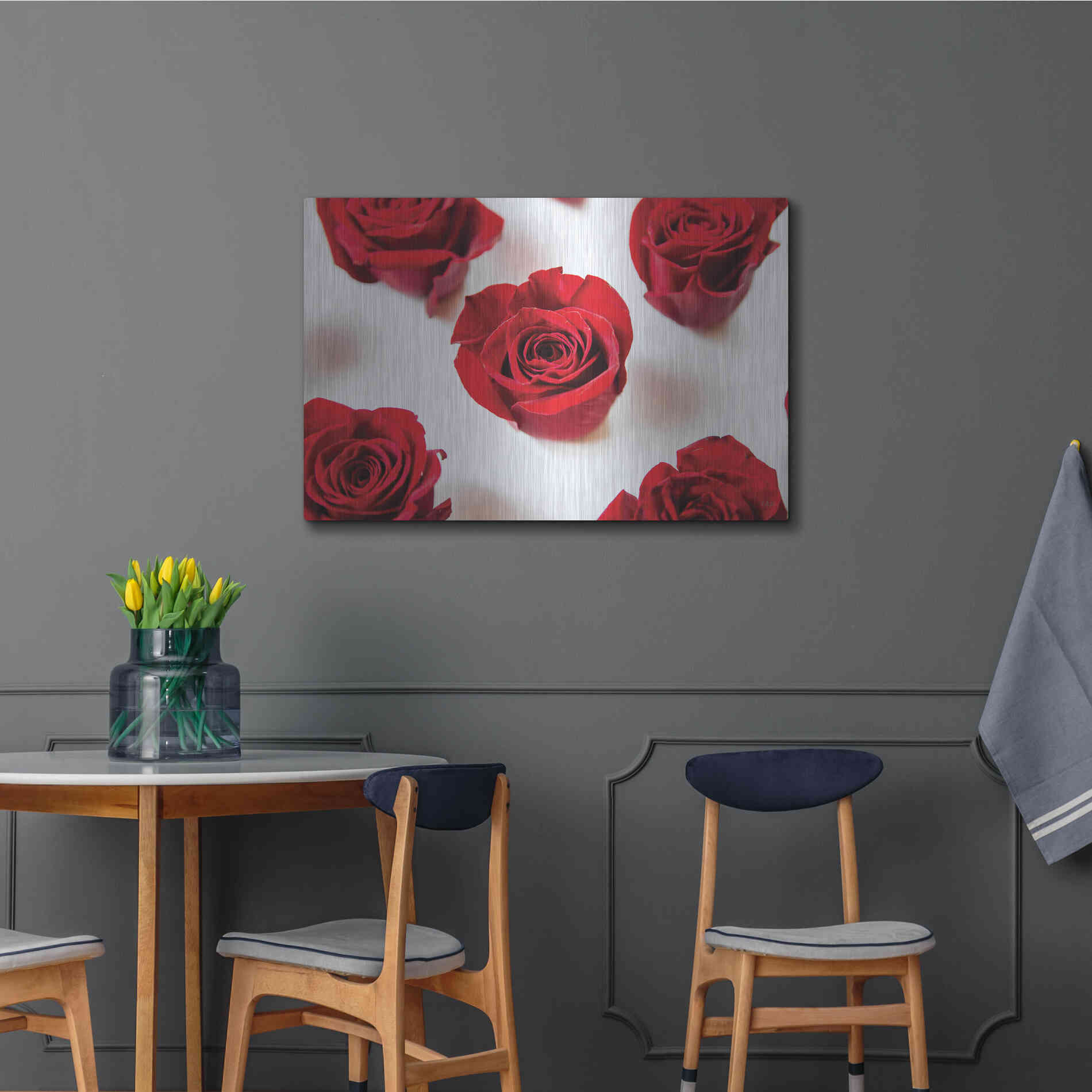 Luxe Metal Art 'Red Roses I' by Donnie Quillen, Metal Wall Art,36x24