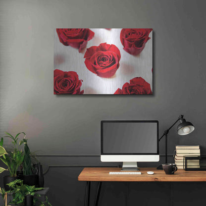 Luxe Metal Art 'Red Roses I' by Donnie Quillen, Metal Wall Art,36x24