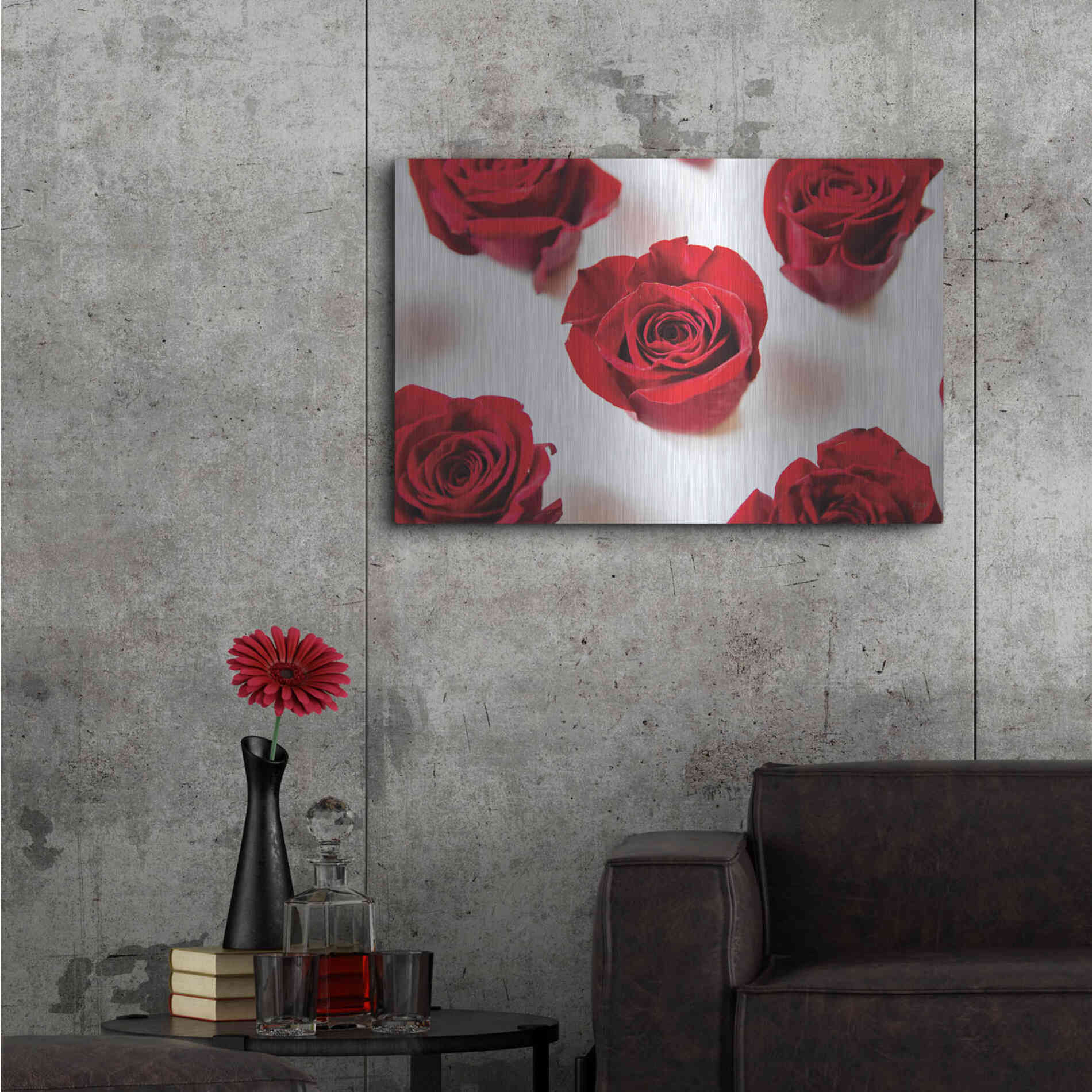 Luxe Metal Art 'Red Roses I' by Donnie Quillen, Metal Wall Art,36x24