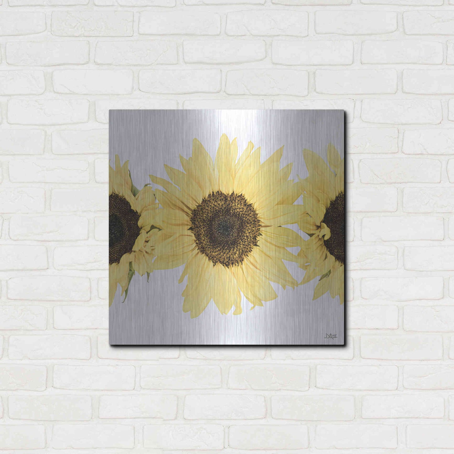 Luxe Metal Art 'Sunflowers in a Row I' by Donnie Quillen, Metal Wall Art,24x24