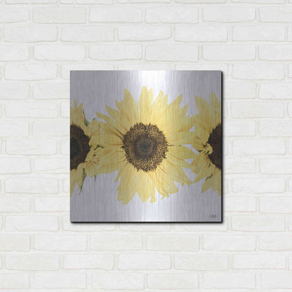 Luxe Metal Art 'Sunflowers in a Row I' by Donnie Quillen, Metal Wall Art,24x24