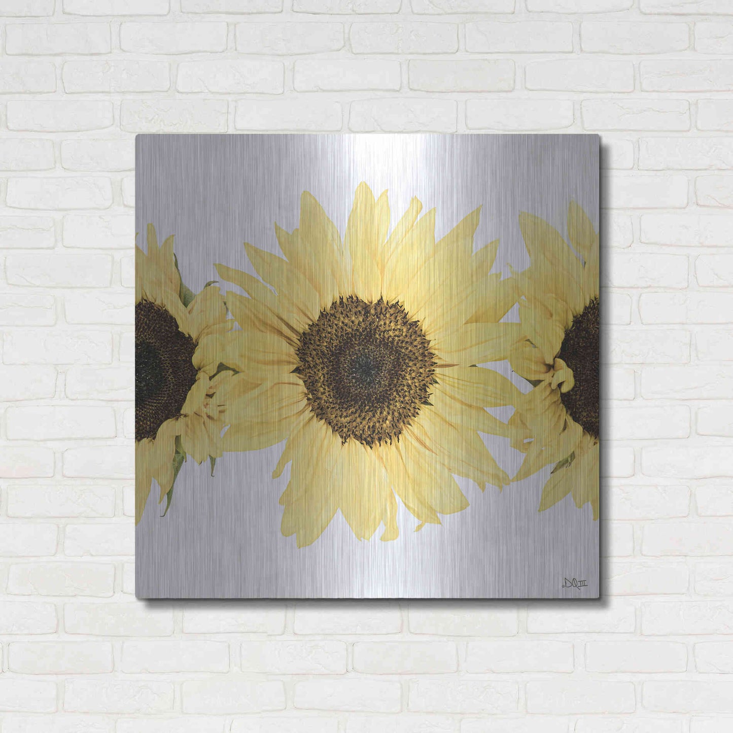Luxe Metal Art 'Sunflowers in a Row I' by Donnie Quillen, Metal Wall Art,36x36