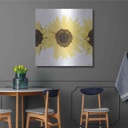 Luxe Metal Art 'Sunflowers in a Row I' by Donnie Quillen, Metal Wall Art,36x36