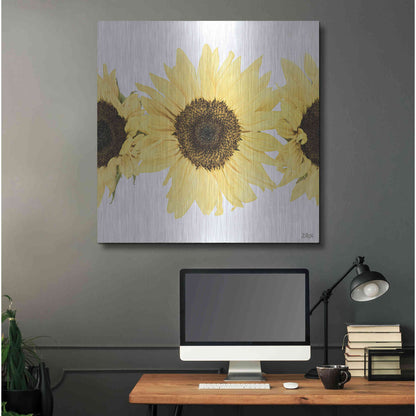 Luxe Metal Art 'Sunflowers in a Row I' by Donnie Quillen, Metal Wall Art,36x36