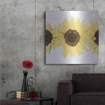 Luxe Metal Art 'Sunflowers in a Row I' by Donnie Quillen, Metal Wall Art,36x36