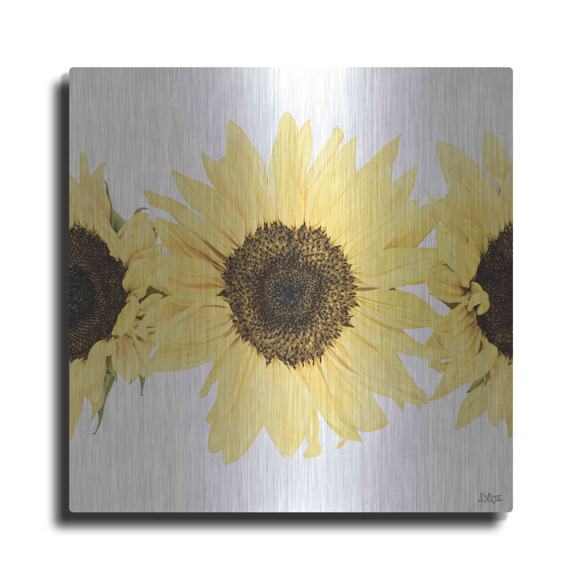 Luxe Metal Art 'Sunflowers in a Row I' by Donnie Quillen, Metal Wall Art
