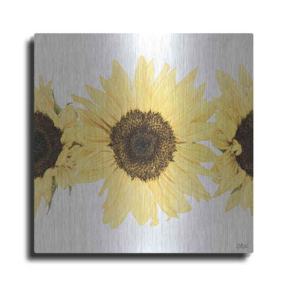 Luxe Metal Art 'Sunflowers in a Row I' by Donnie Quillen, Metal Wall Art