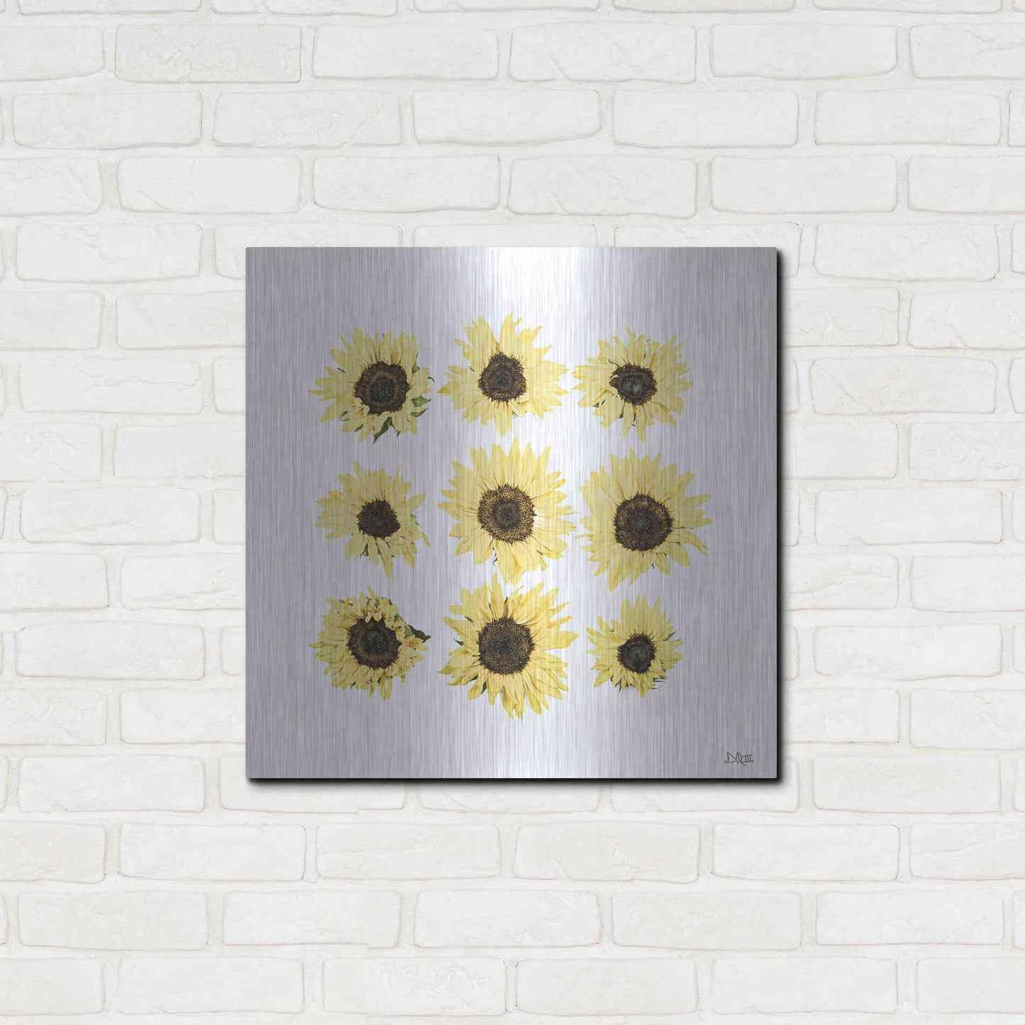 Luxe Metal Art 'Sunflowers in a Row II' by Donnie Quillen, Metal Wall Art,24x24