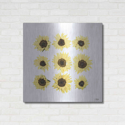 Luxe Metal Art 'Sunflowers in a Row II' by Donnie Quillen, Metal Wall Art,36x36