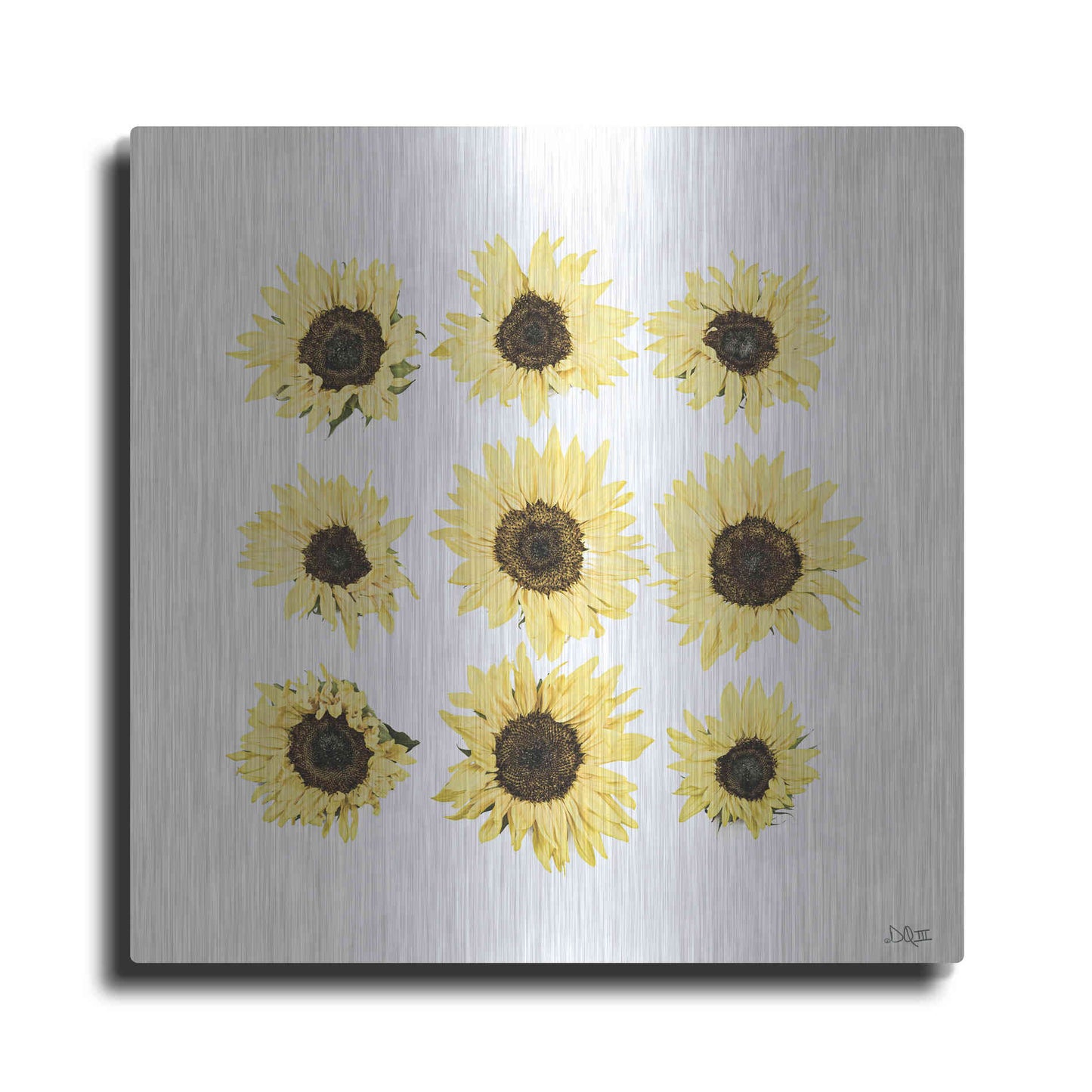 Luxe Metal Art 'Sunflowers in a Row II' by Donnie Quillen, Metal Wall Art