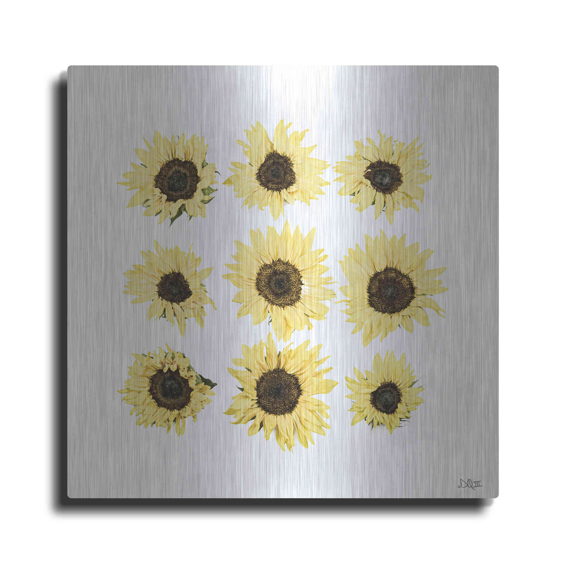 Luxe Metal Art 'Sunflowers in a Row II' by Donnie Quillen, Metal Wall Art