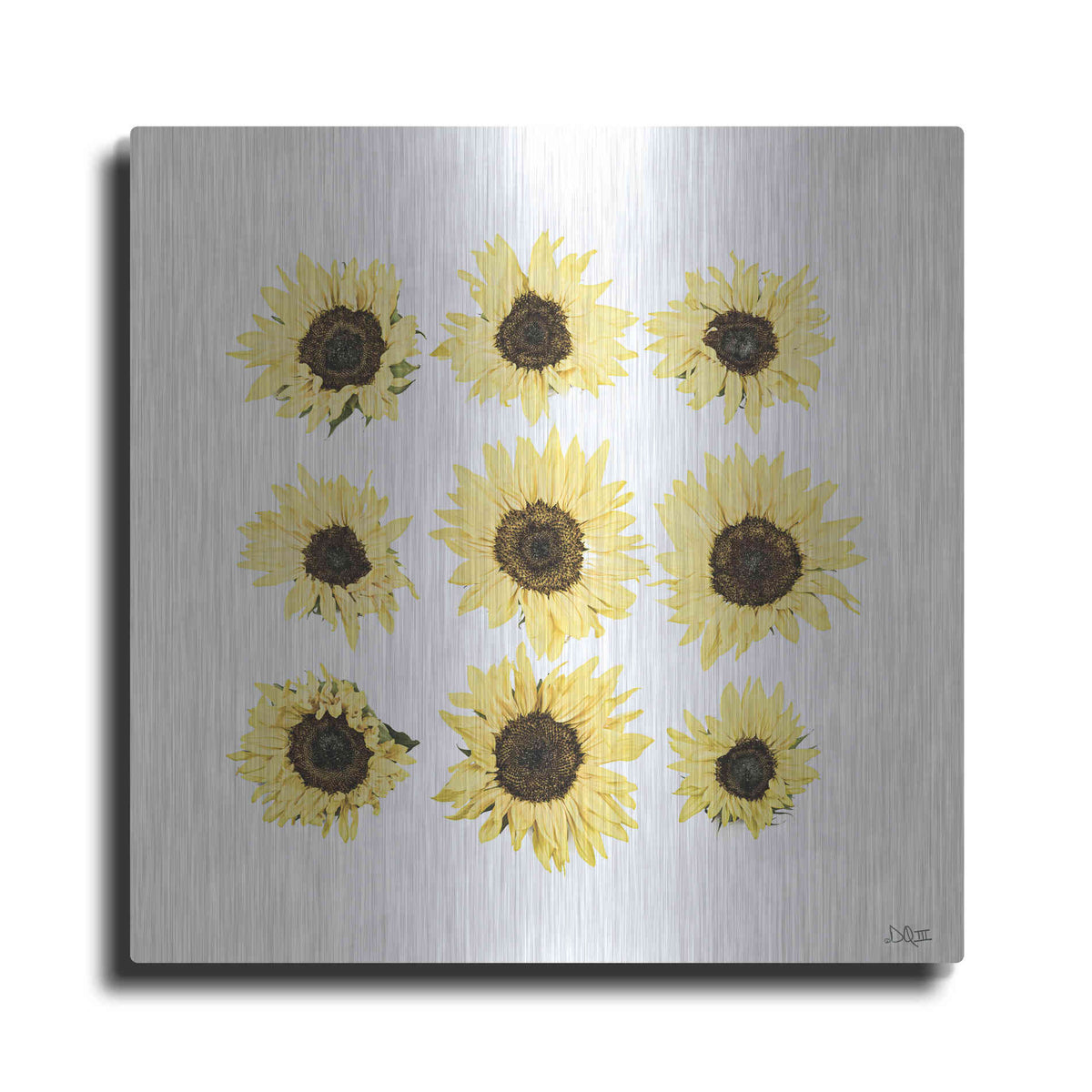 Luxe Metal Art 'Sunflowers in a Row II' by Donnie Quillen, Metal Wall Art