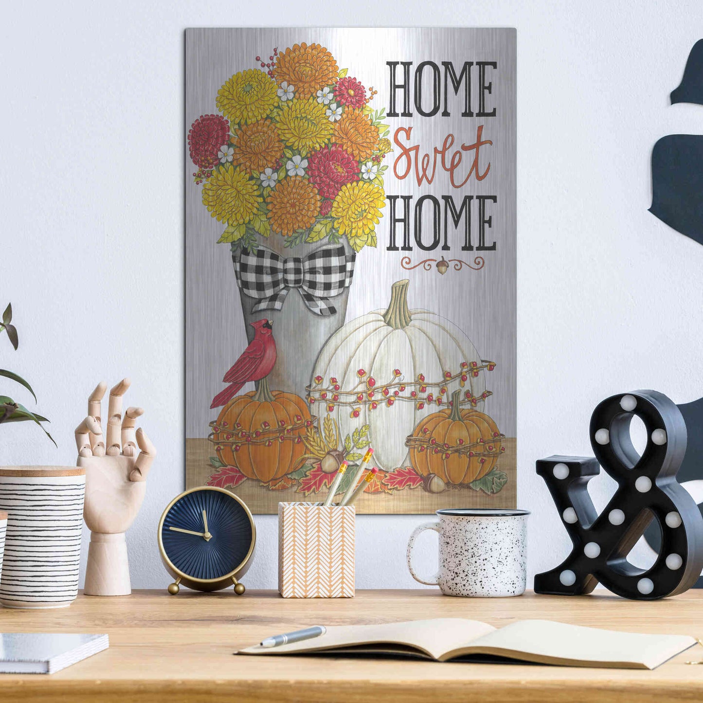 Luxe Metal Art 'Home Sweet Home' by Deb Strain, Metal Wall Art,12x16