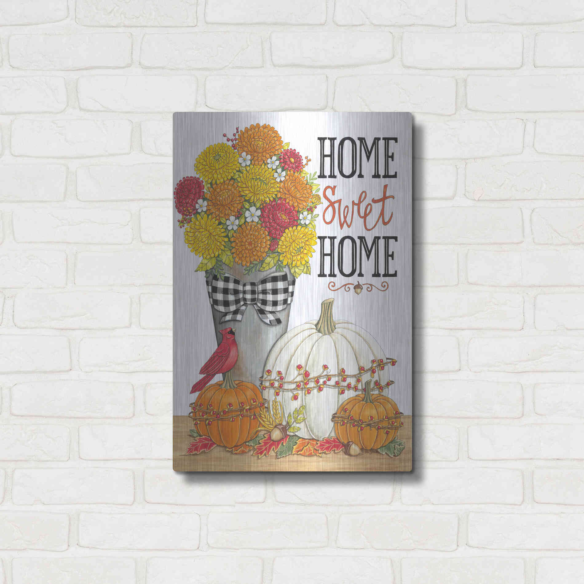 Luxe Metal Art 'Home Sweet Home' by Deb Strain, Metal Wall Art,16x24