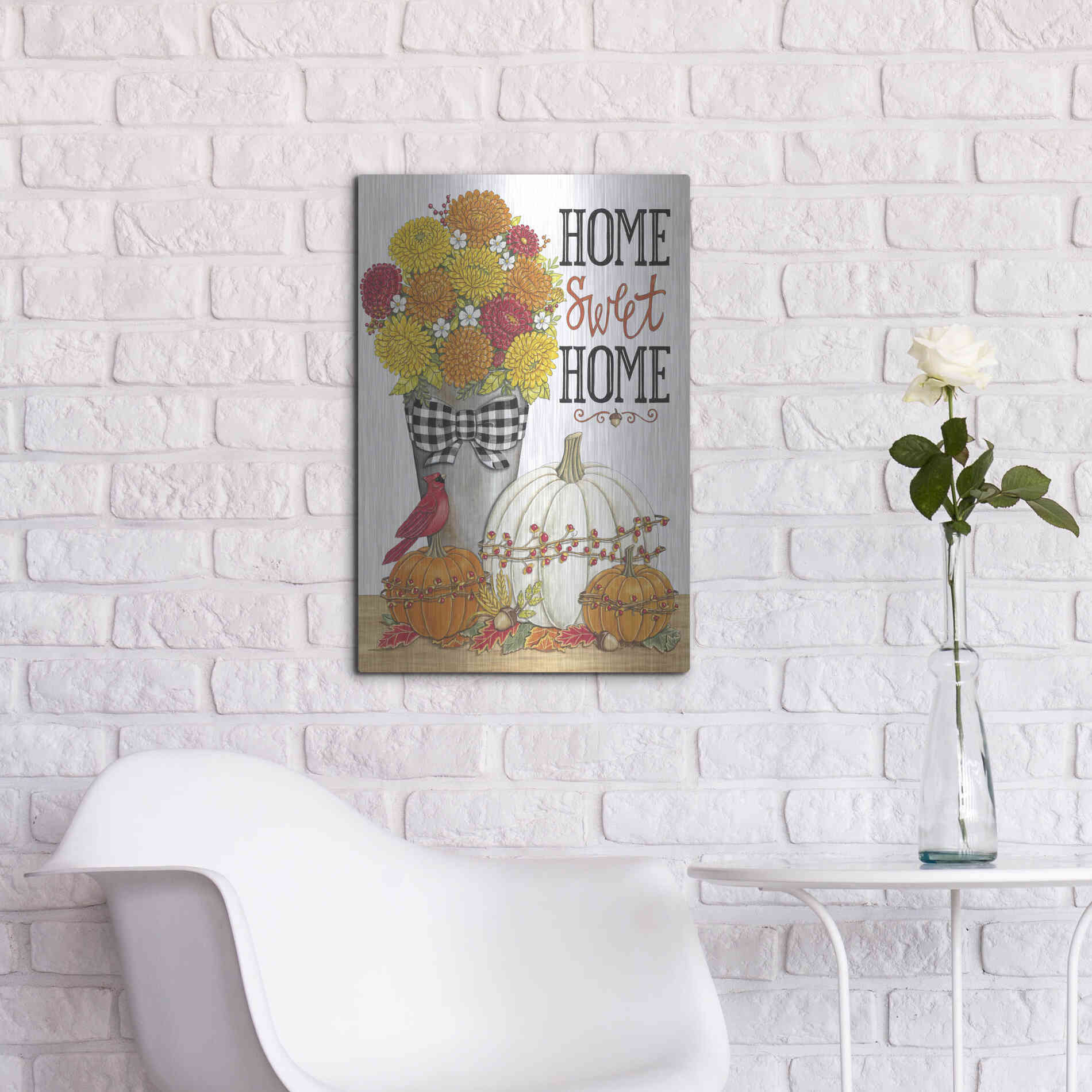 Luxe Metal Art 'Home Sweet Home' by Deb Strain, Metal Wall Art,16x24
