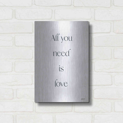 Luxe Metal Art 'All You Need is Love' by Imperfect Dust, Metal Wall Art,12x16