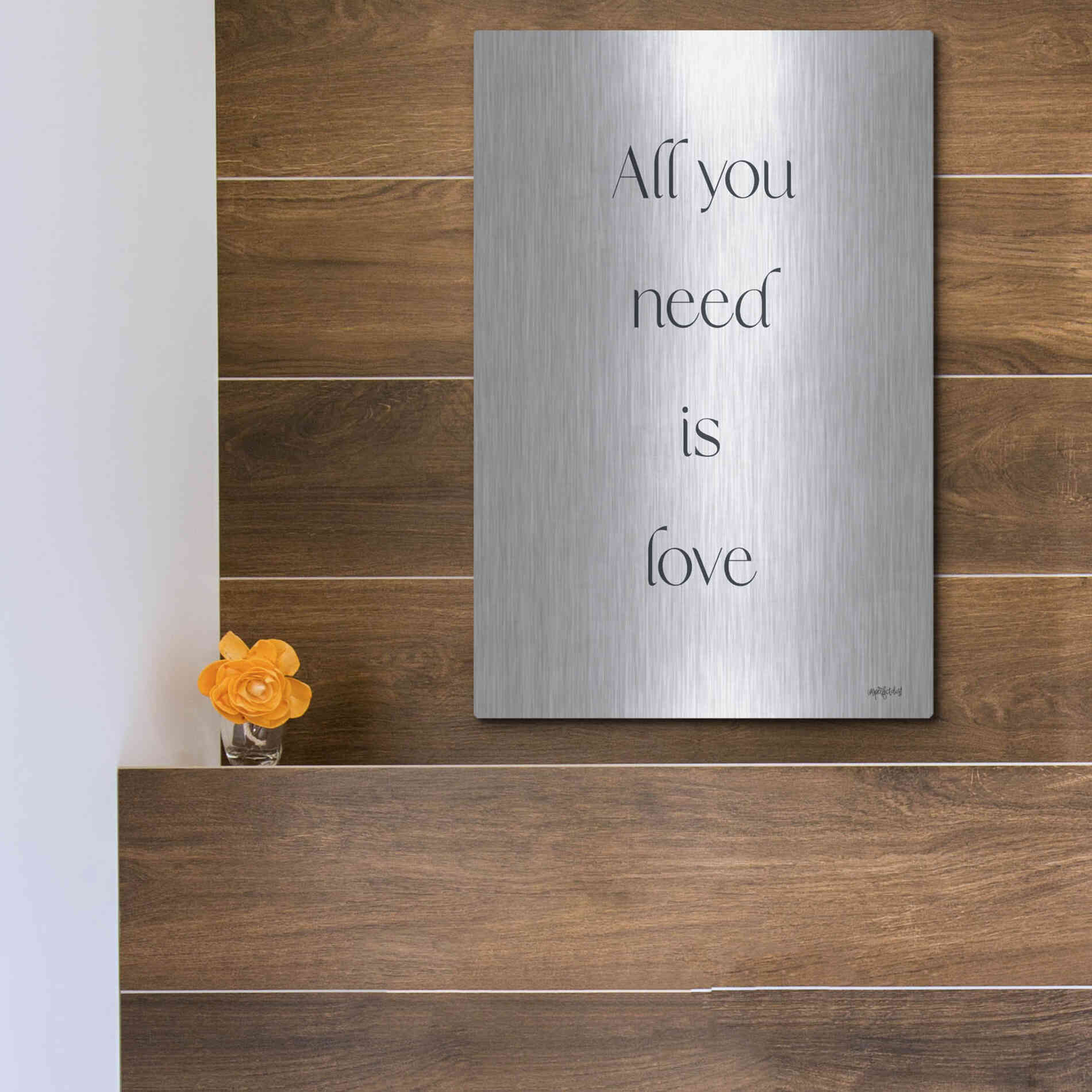 Luxe Metal Art 'All You Need is Love' by Imperfect Dust, Metal Wall Art,12x16