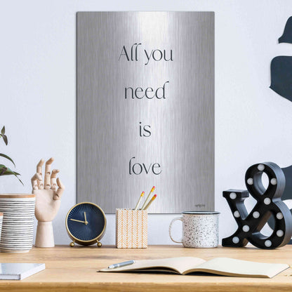 Luxe Metal Art 'All You Need is Love' by Imperfect Dust, Metal Wall Art,12x16