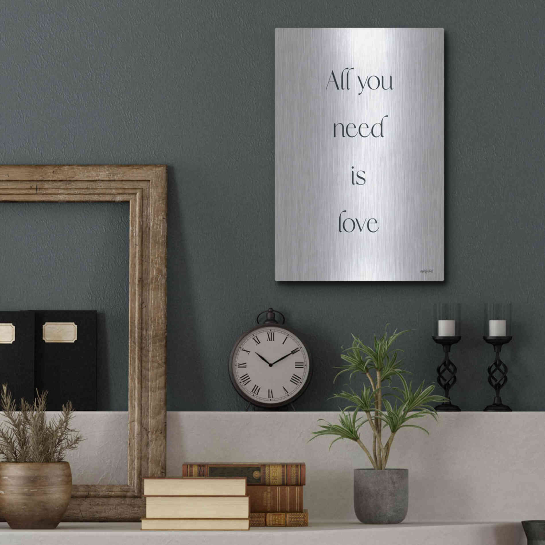 Luxe Metal Art 'All You Need is Love' by Imperfect Dust, Metal Wall Art,12x16
