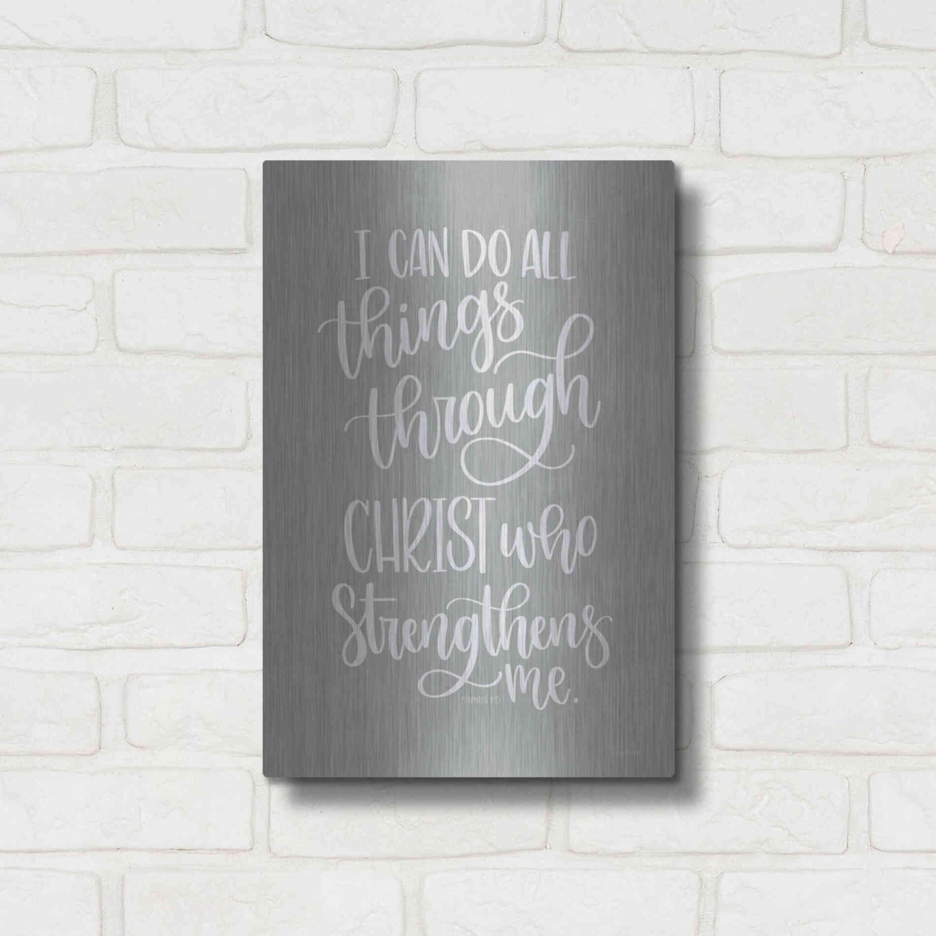 Luxe Metal Art 'I Can Do All Things' by Imperfect Dust, Metal Wall Art,12x16