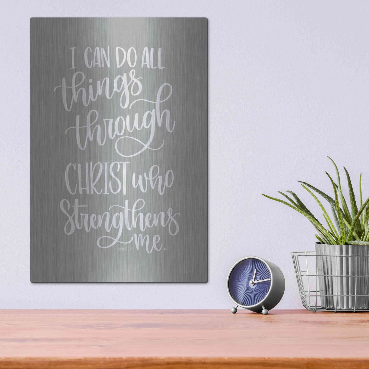 Luxe Metal Art 'I Can Do All Things' by Imperfect Dust, Metal Wall Art,12x16