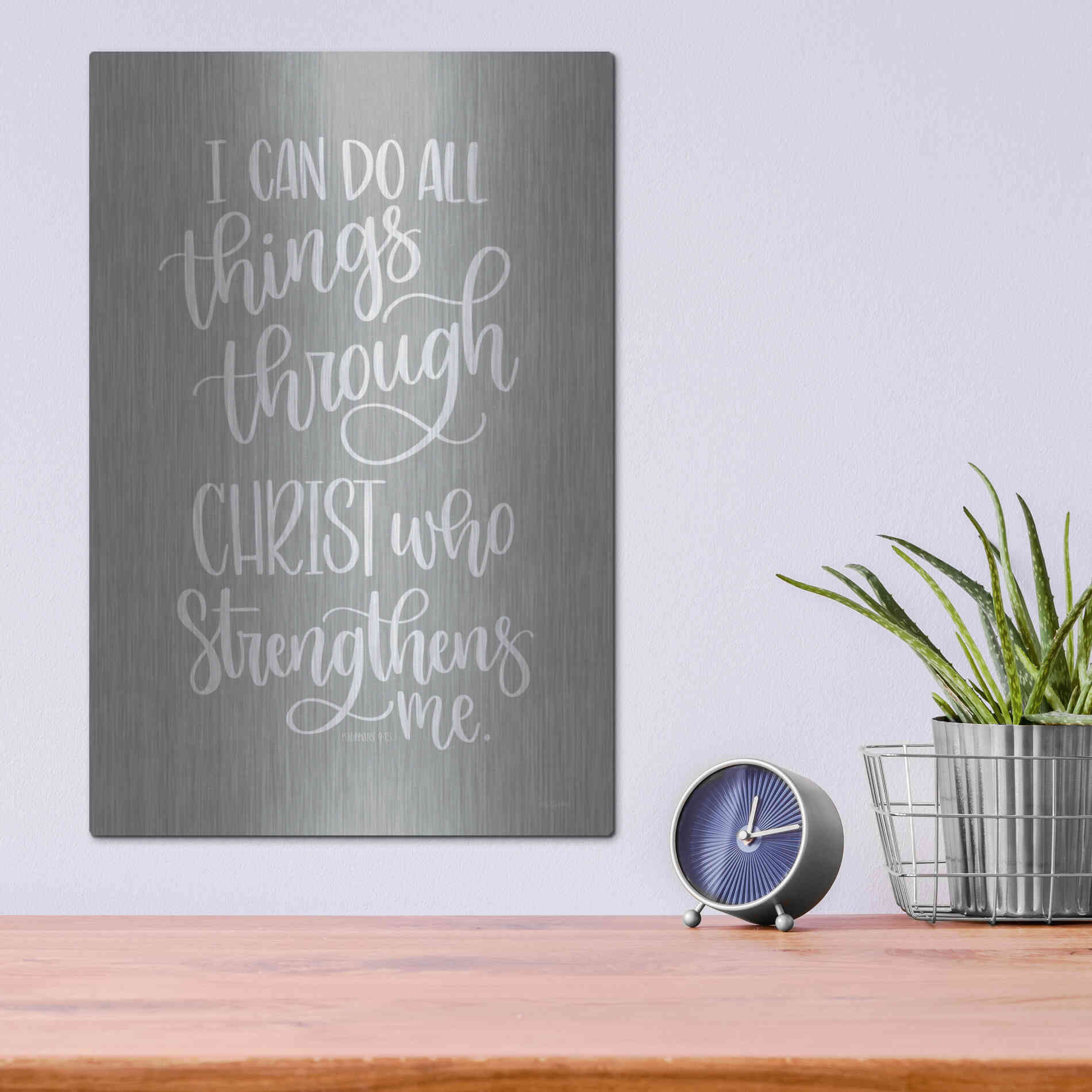 Luxe Metal Art 'I Can Do All Things' by Imperfect Dust, Metal Wall Art,12x16