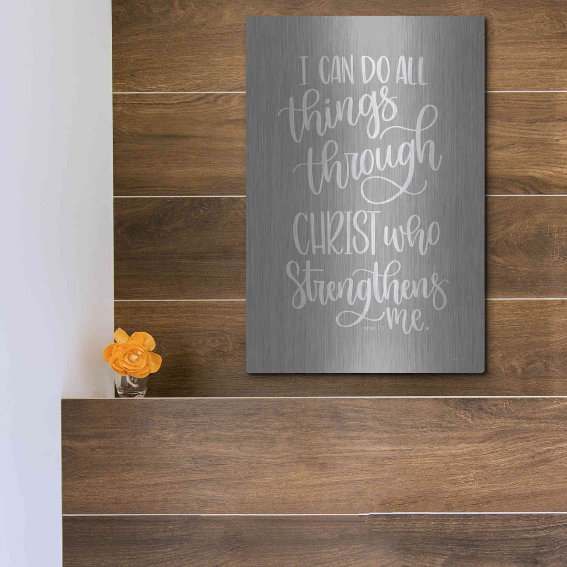 Luxe Metal Art 'I Can Do All Things' by Imperfect Dust, Metal Wall Art,12x16