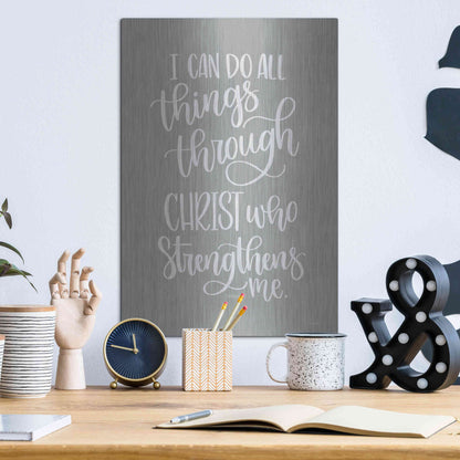 Luxe Metal Art 'I Can Do All Things' by Imperfect Dust, Metal Wall Art,12x16