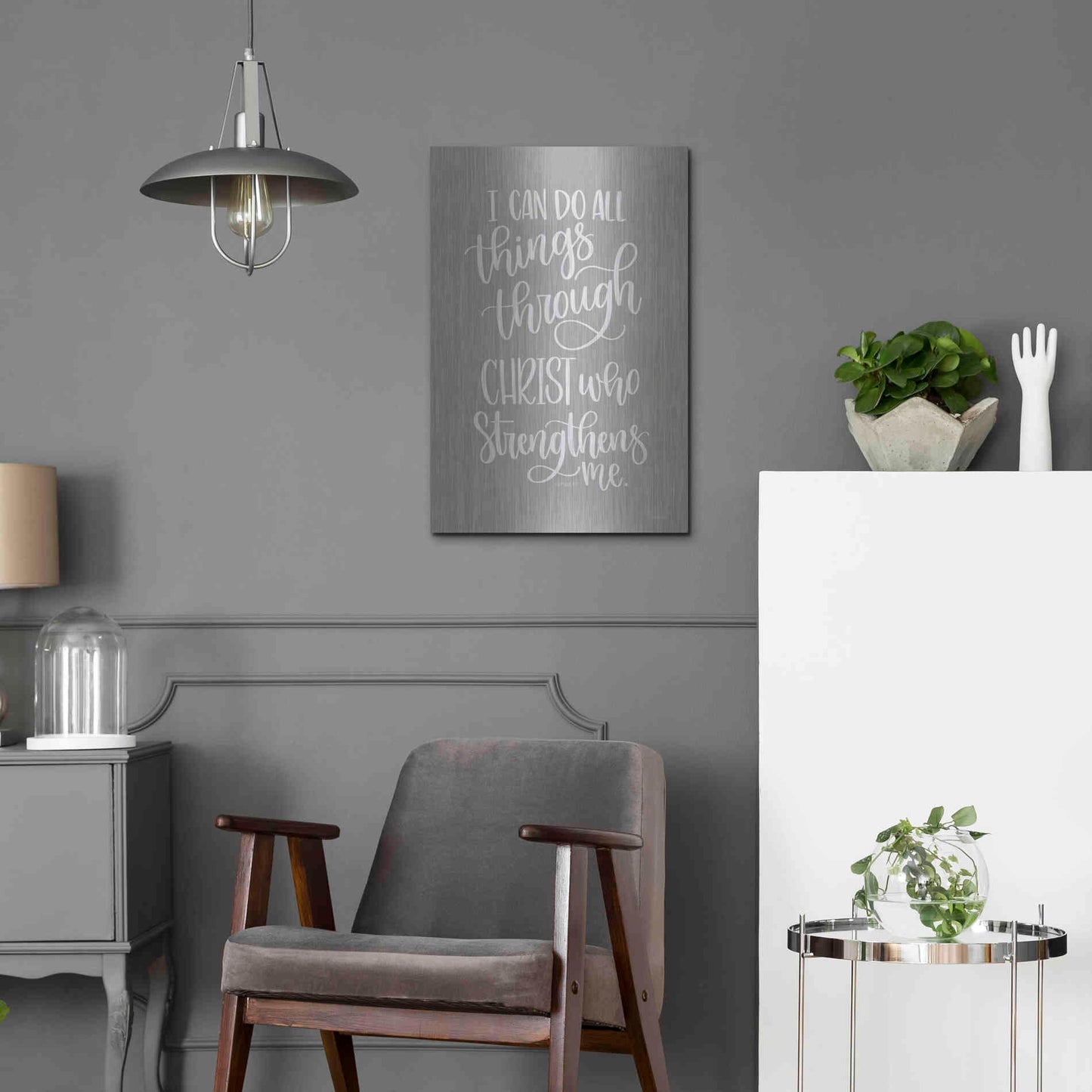 Luxe Metal Art 'I Can Do All Things' by Imperfect Dust, Metal Wall Art,16x24