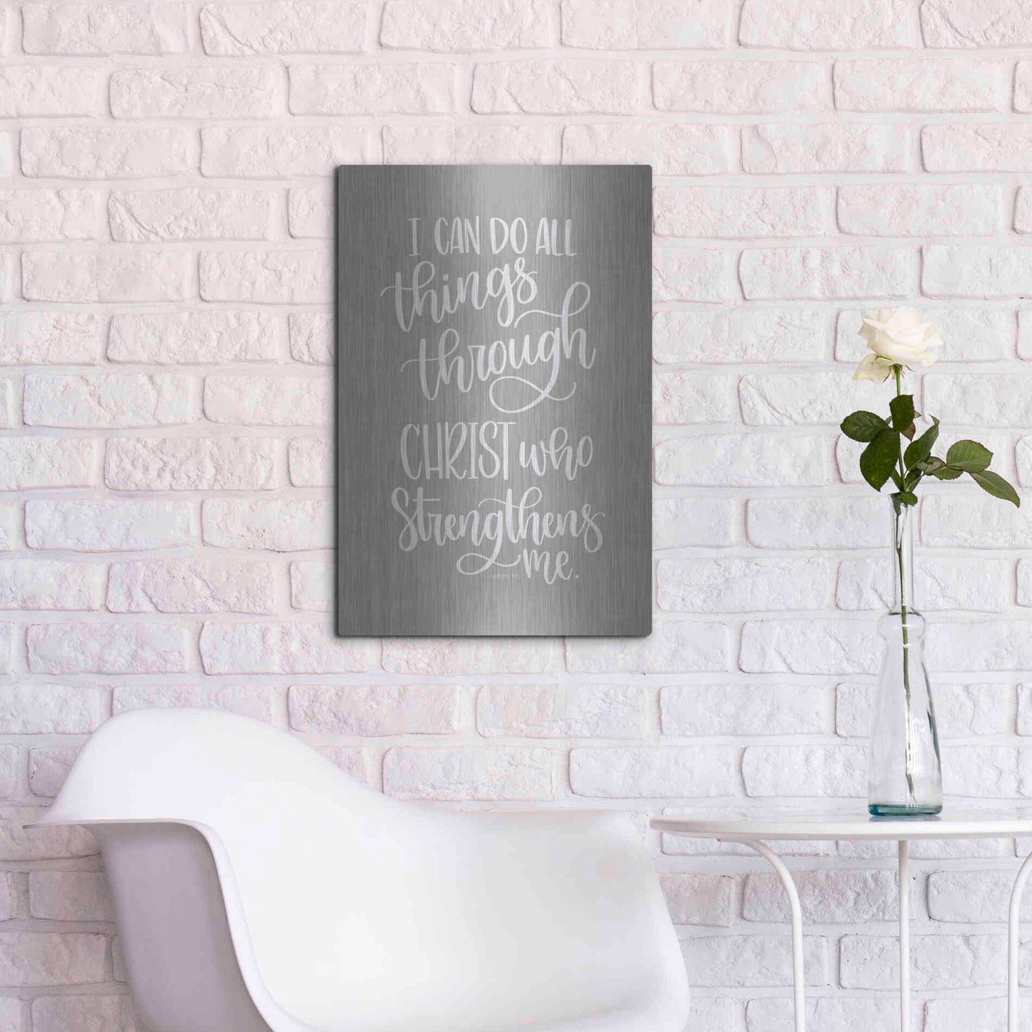 Luxe Metal Art 'I Can Do All Things' by Imperfect Dust, Metal Wall Art,16x24