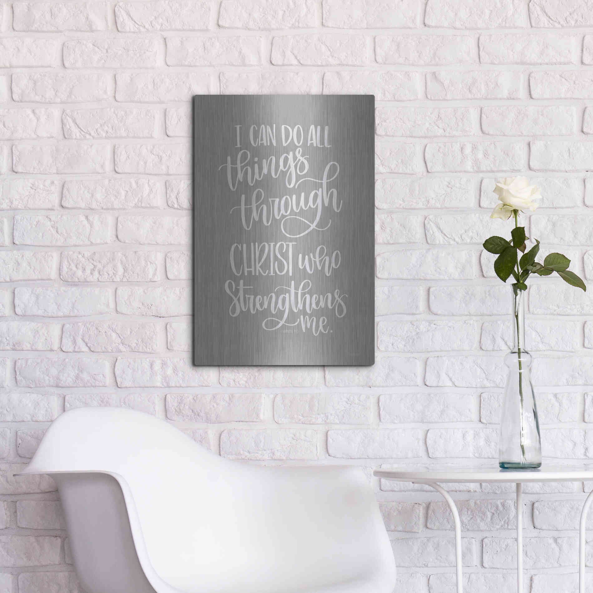 Luxe Metal Art 'I Can Do All Things' by Imperfect Dust, Metal Wall Art,16x24