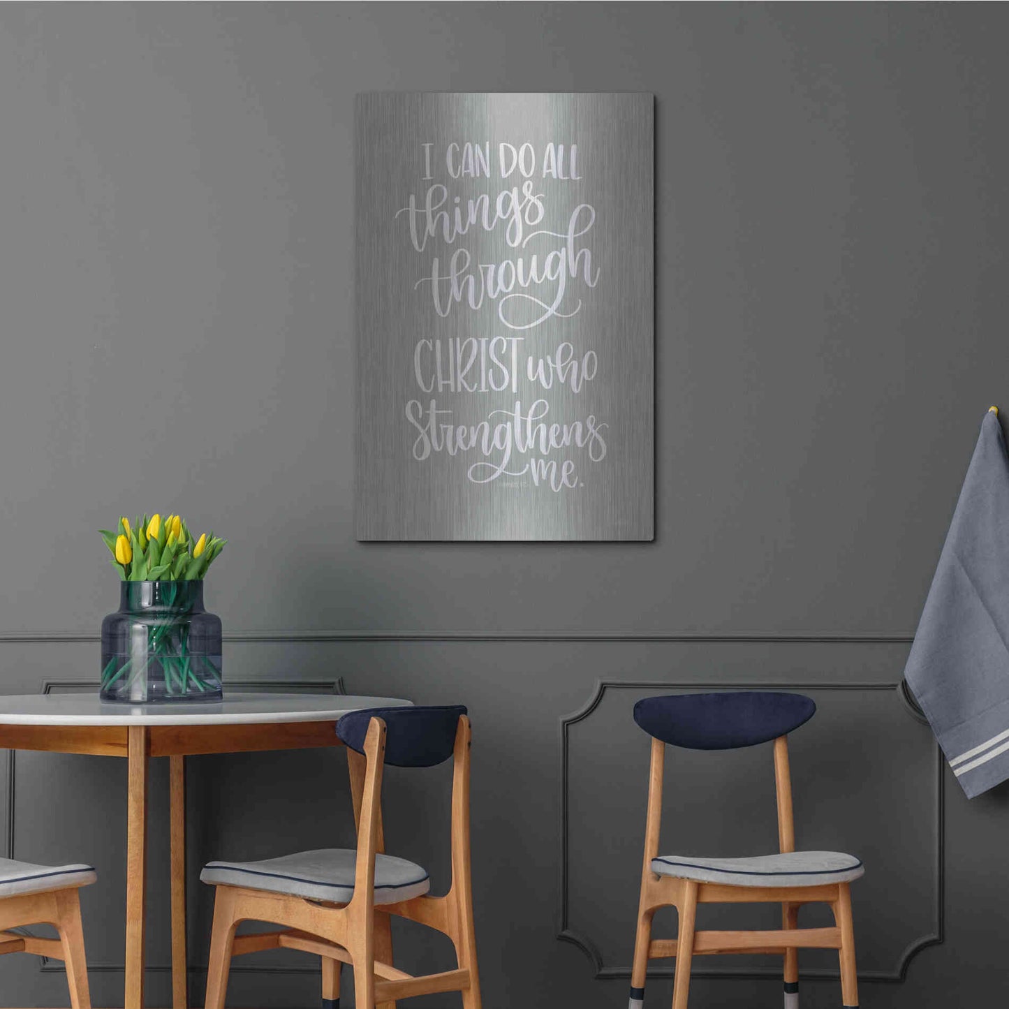 Luxe Metal Art 'I Can Do All Things' by Imperfect Dust, Metal Wall Art,24x36