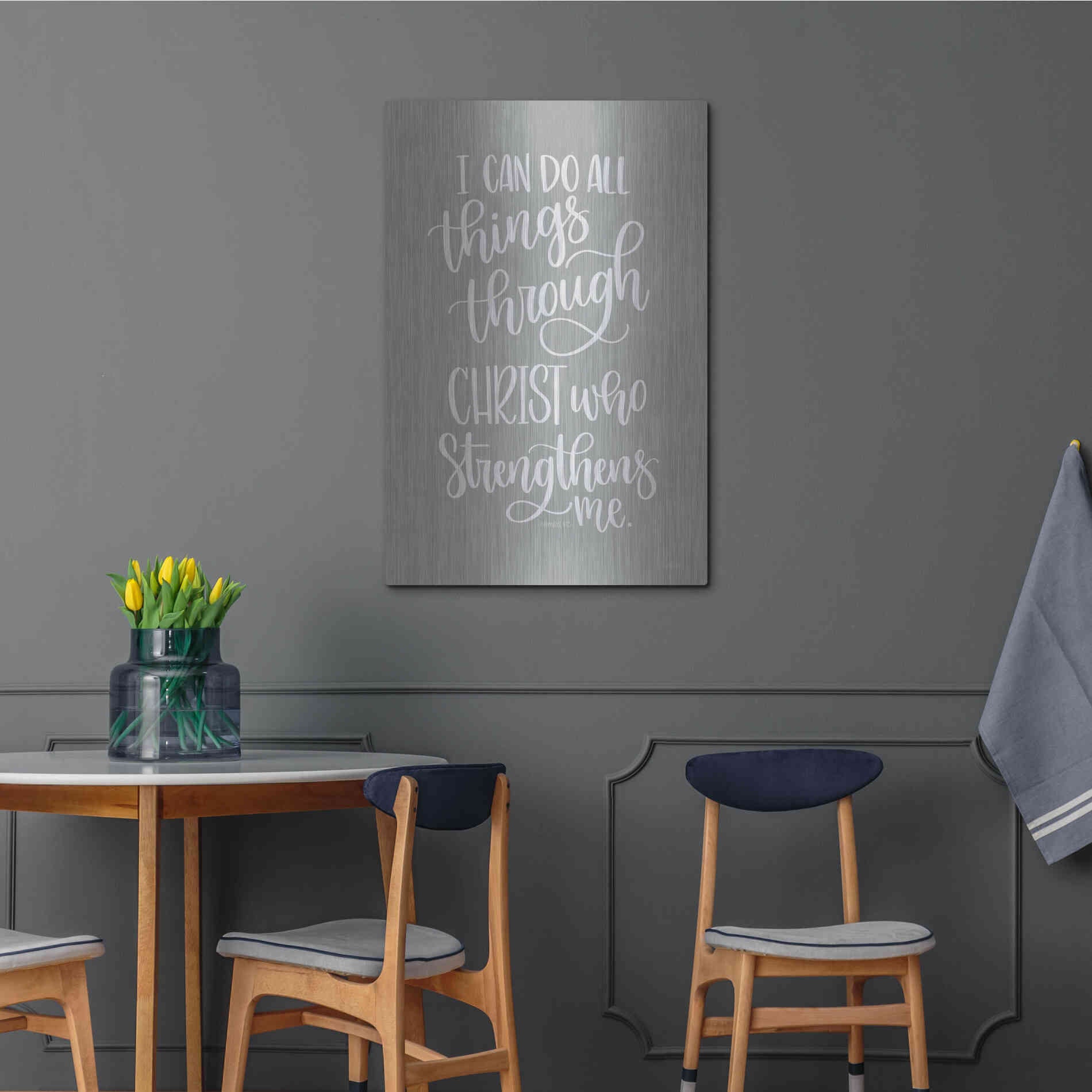 Luxe Metal Art 'I Can Do All Things' by Imperfect Dust, Metal Wall Art,24x36