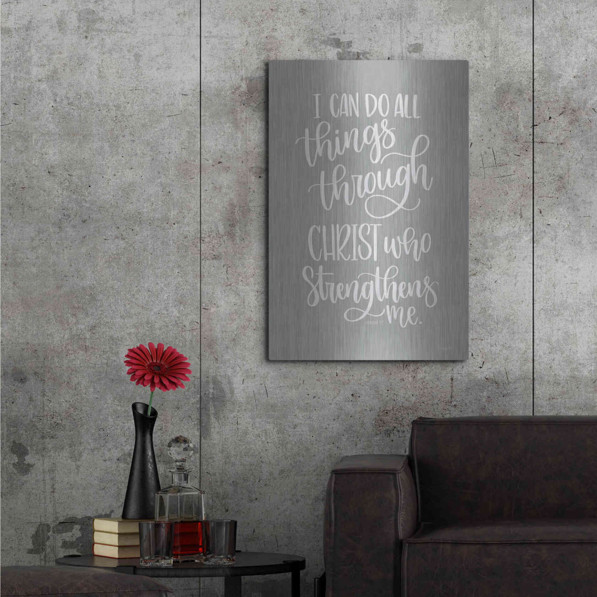 Luxe Metal Art 'I Can Do All Things' by Imperfect Dust, Metal Wall Art,24x36