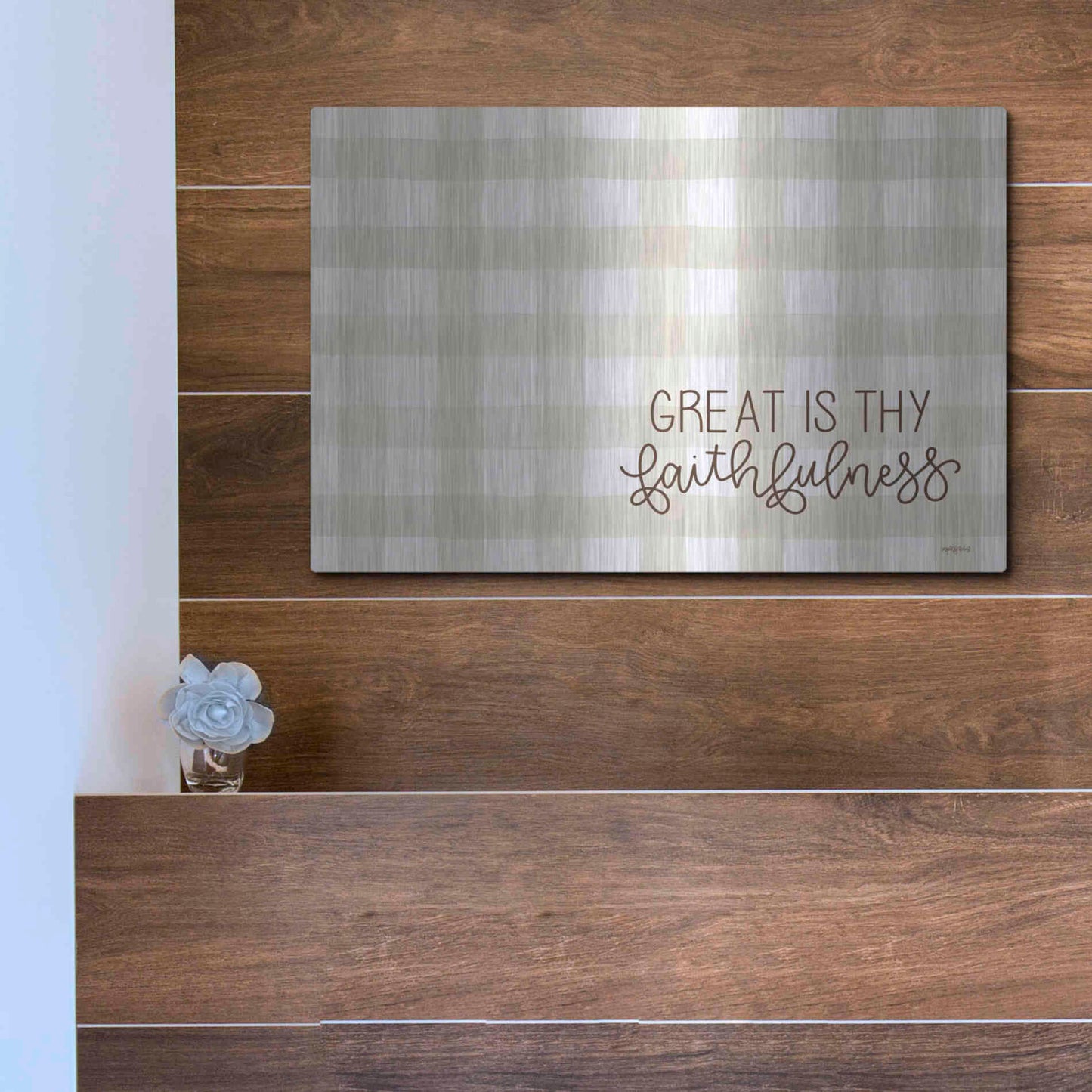 Luxe Metal Art 'Great is Thy Faithfulness 2' by Imperfect Dust, Metal Wall Art,16x12