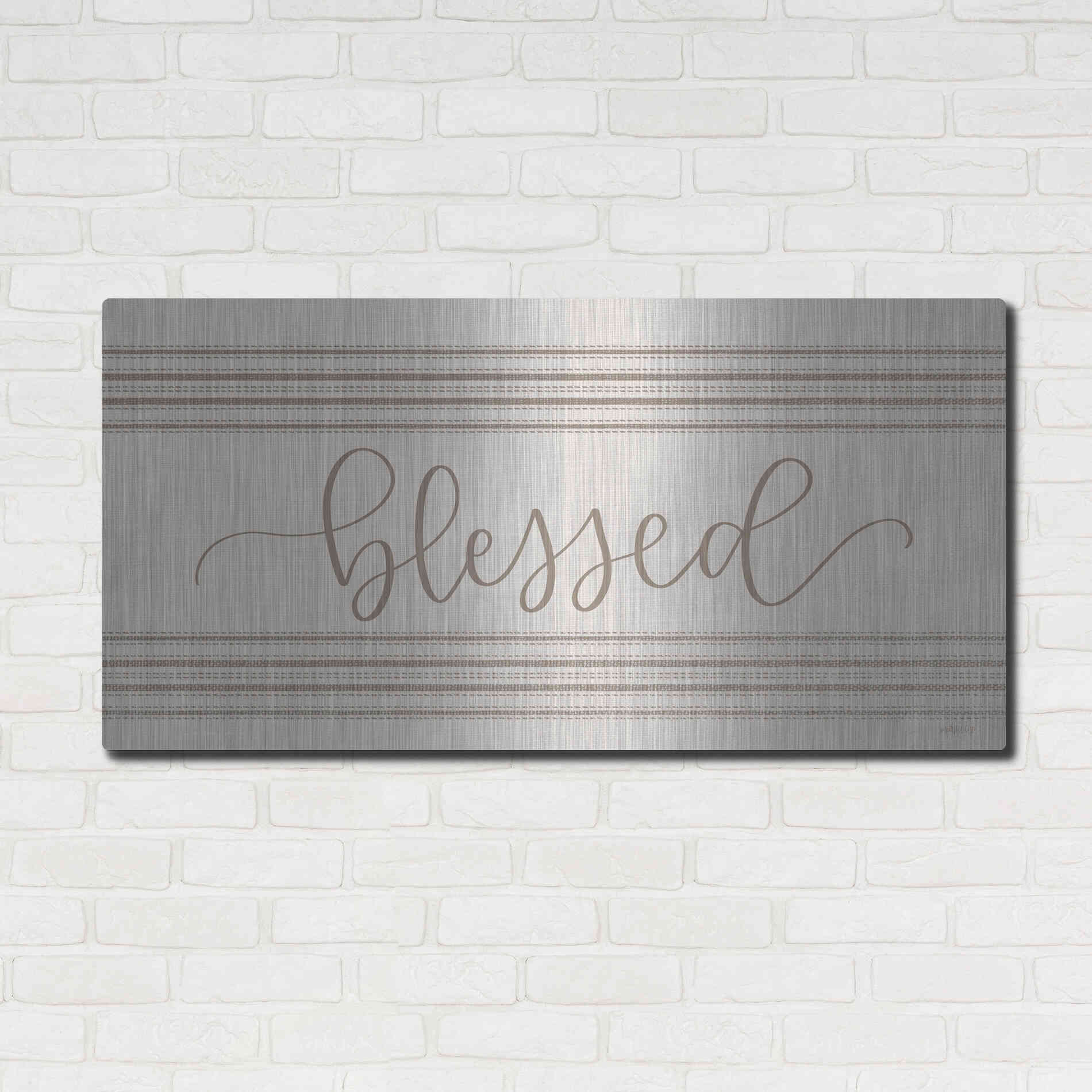 Luxe Metal Art 'Blessed 3' by Imperfect Dust, Metal Wall Art,48x24