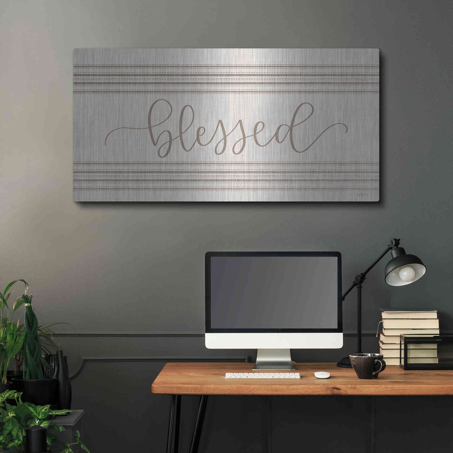 Luxe Metal Art 'Blessed 3' by Imperfect Dust, Metal Wall Art,48x24