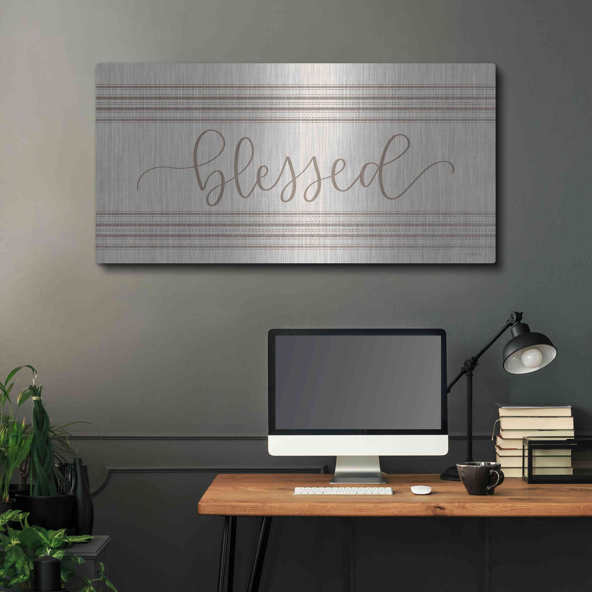 Luxe Metal Art 'Blessed 3' by Imperfect Dust, Metal Wall Art,48x24
