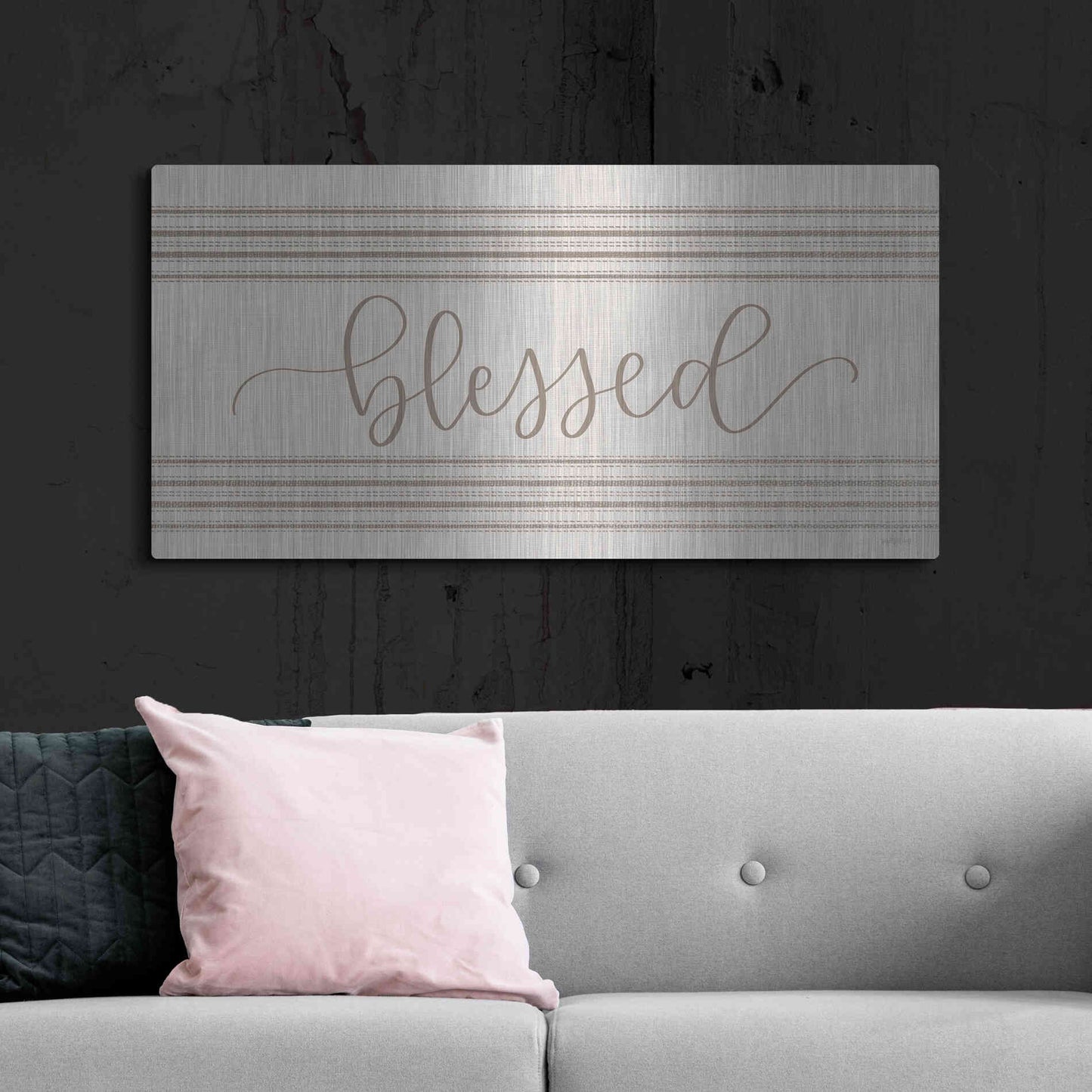 Luxe Metal Art 'Blessed 3' by Imperfect Dust, Metal Wall Art,48x24
