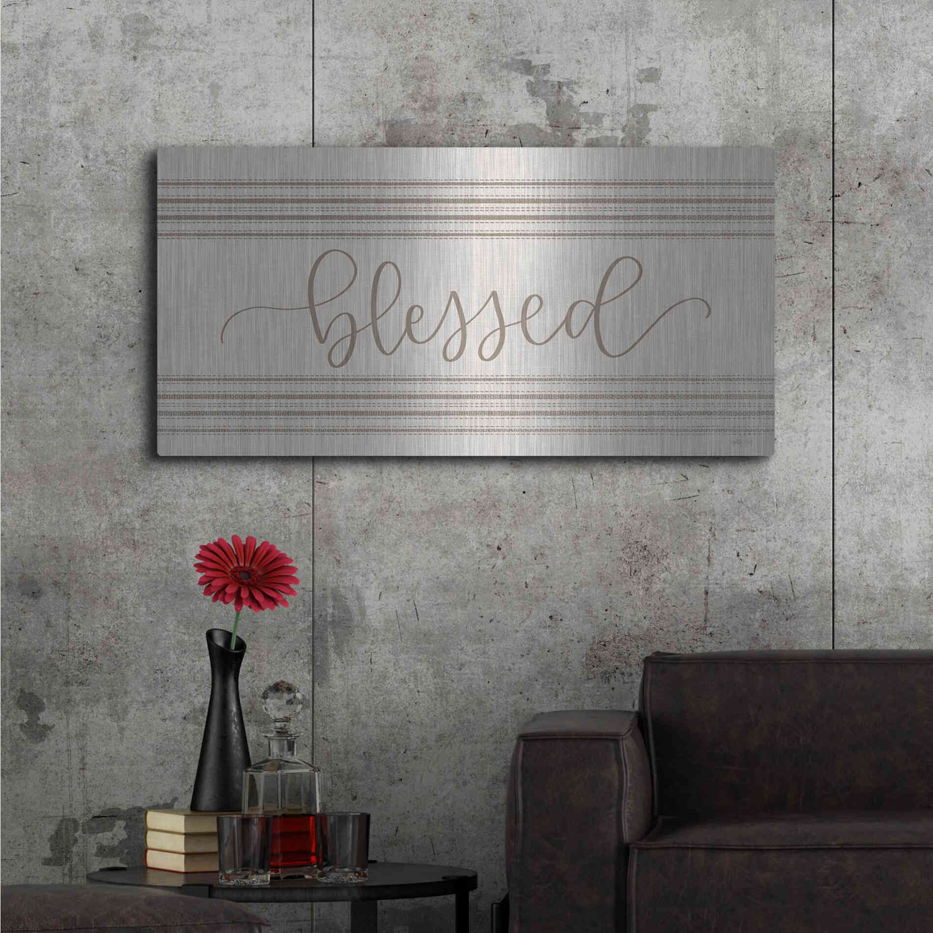 Luxe Metal Art 'Blessed 3' by Imperfect Dust, Metal Wall Art,48x24