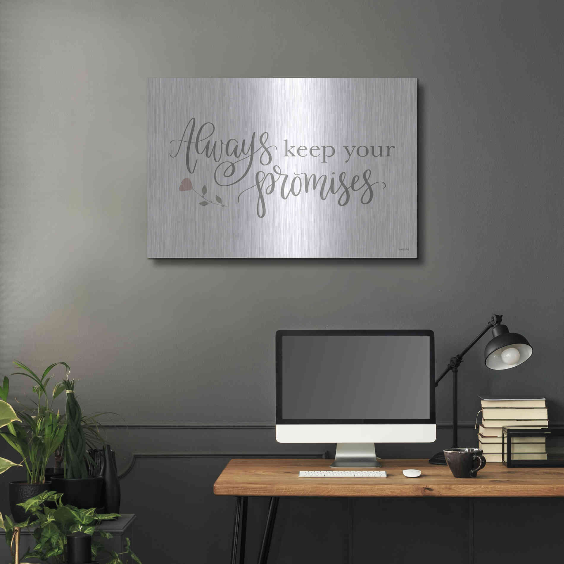 Luxe Metal Art 'Always Keep Your Promises   ' by Imperfect Dust, Metal Wall Art,36x24
