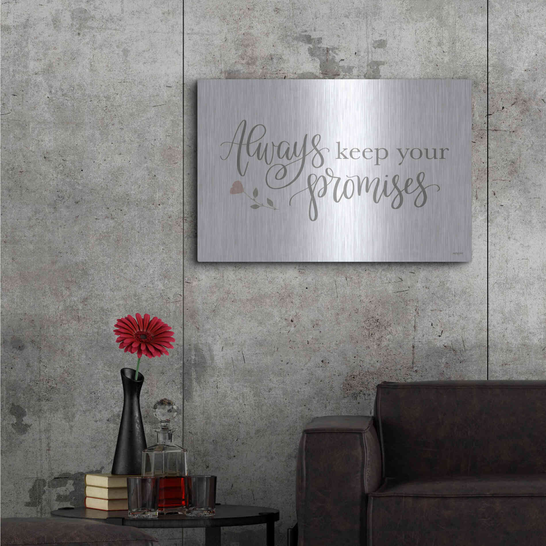Luxe Metal Art 'Always Keep Your Promises   ' by Imperfect Dust, Metal Wall Art,36x24