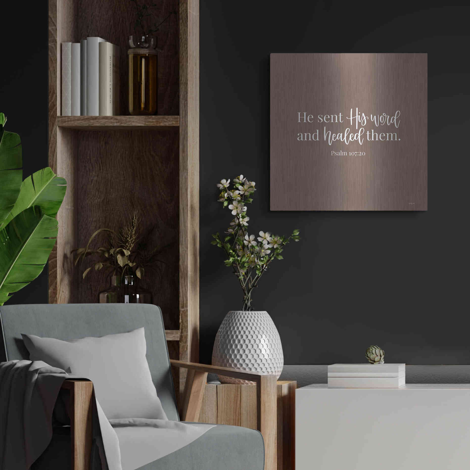 Luxe Metal Art 'He Sent His Word    ' by Imperfect Dust, Metal Wall Art,24x24