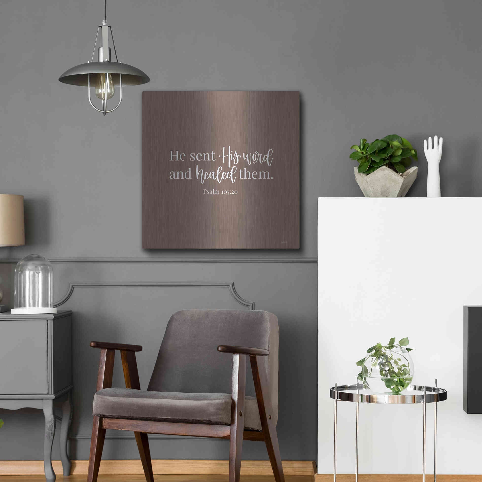 Luxe Metal Art 'He Sent His Word    ' by Imperfect Dust, Metal Wall Art,24x24
