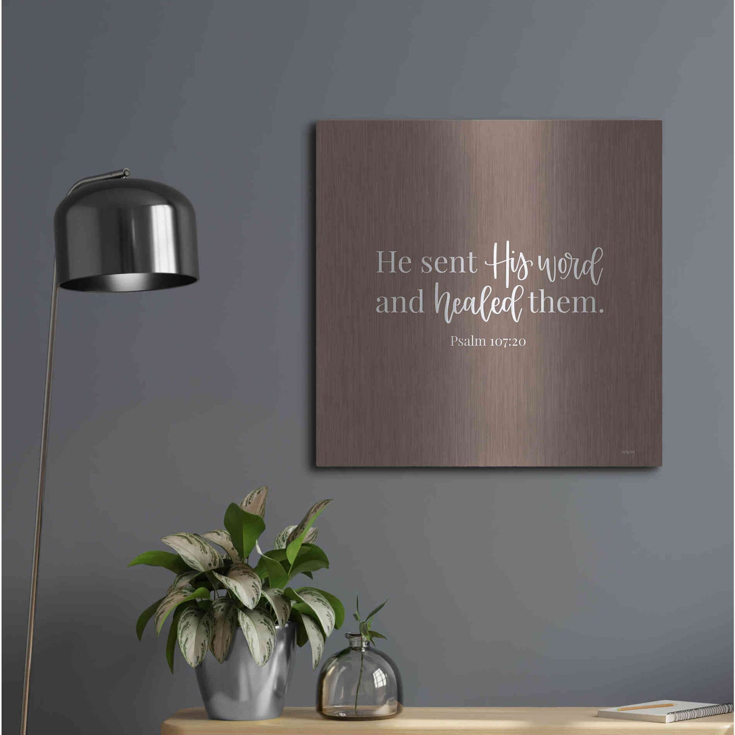 Luxe Metal Art 'He Sent His Word    ' by Imperfect Dust, Metal Wall Art,24x24