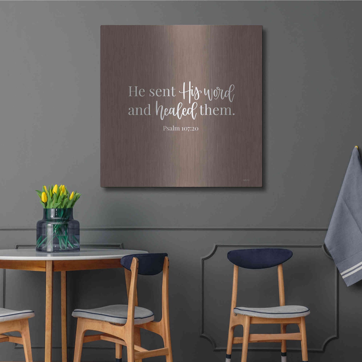 Luxe Metal Art 'He Sent His Word    ' by Imperfect Dust, Metal Wall Art,36x36