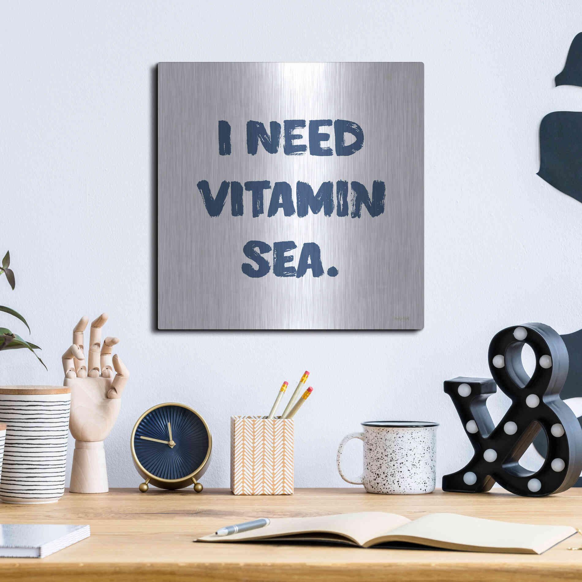 Luxe Metal Art 'I Need Vitamin Sea' by Imperfect Dust, Metal Wall Art,12x12