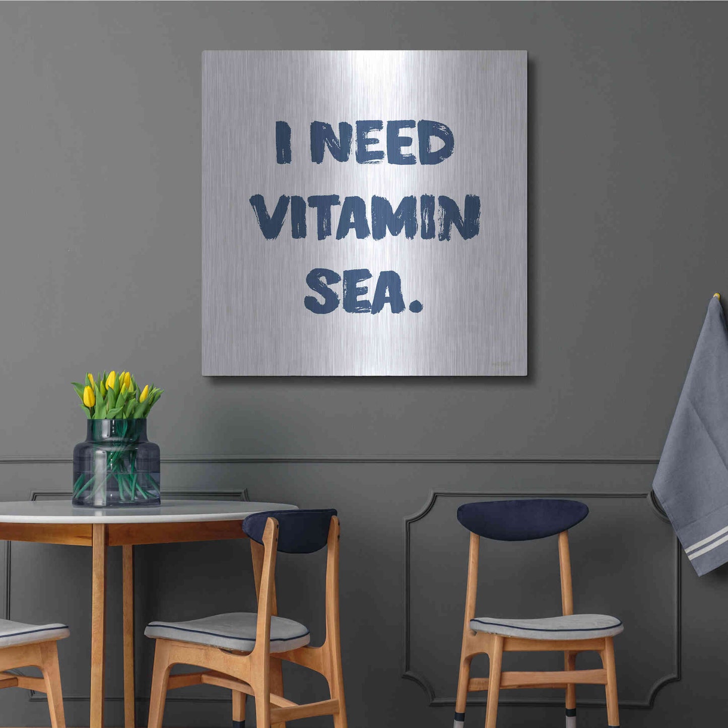 Luxe Metal Art 'I Need Vitamin Sea' by Imperfect Dust, Metal Wall Art,36x36