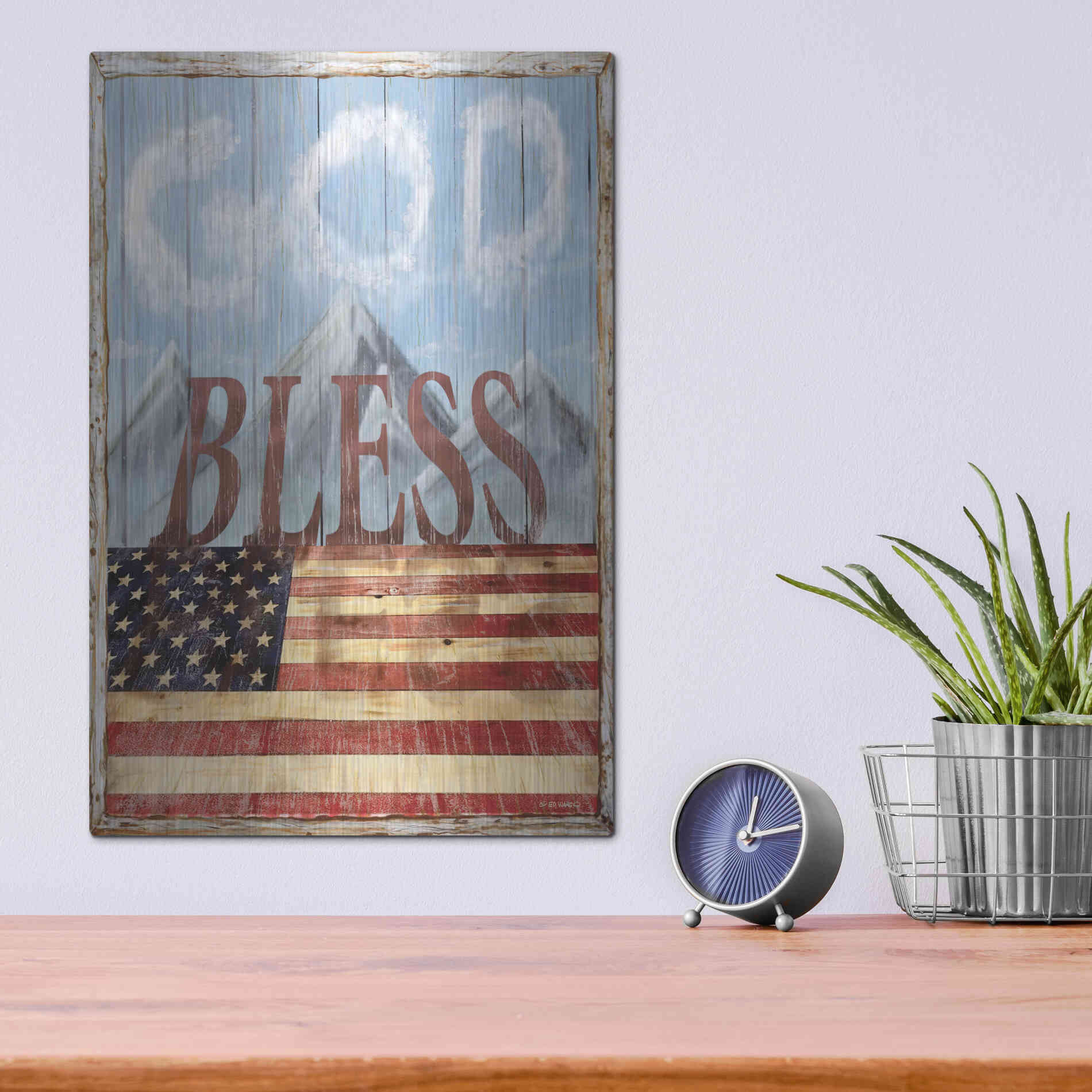 Luxe Metal Art 'God Bless America' by Ed Wargo, Metal Wall Art,12x16