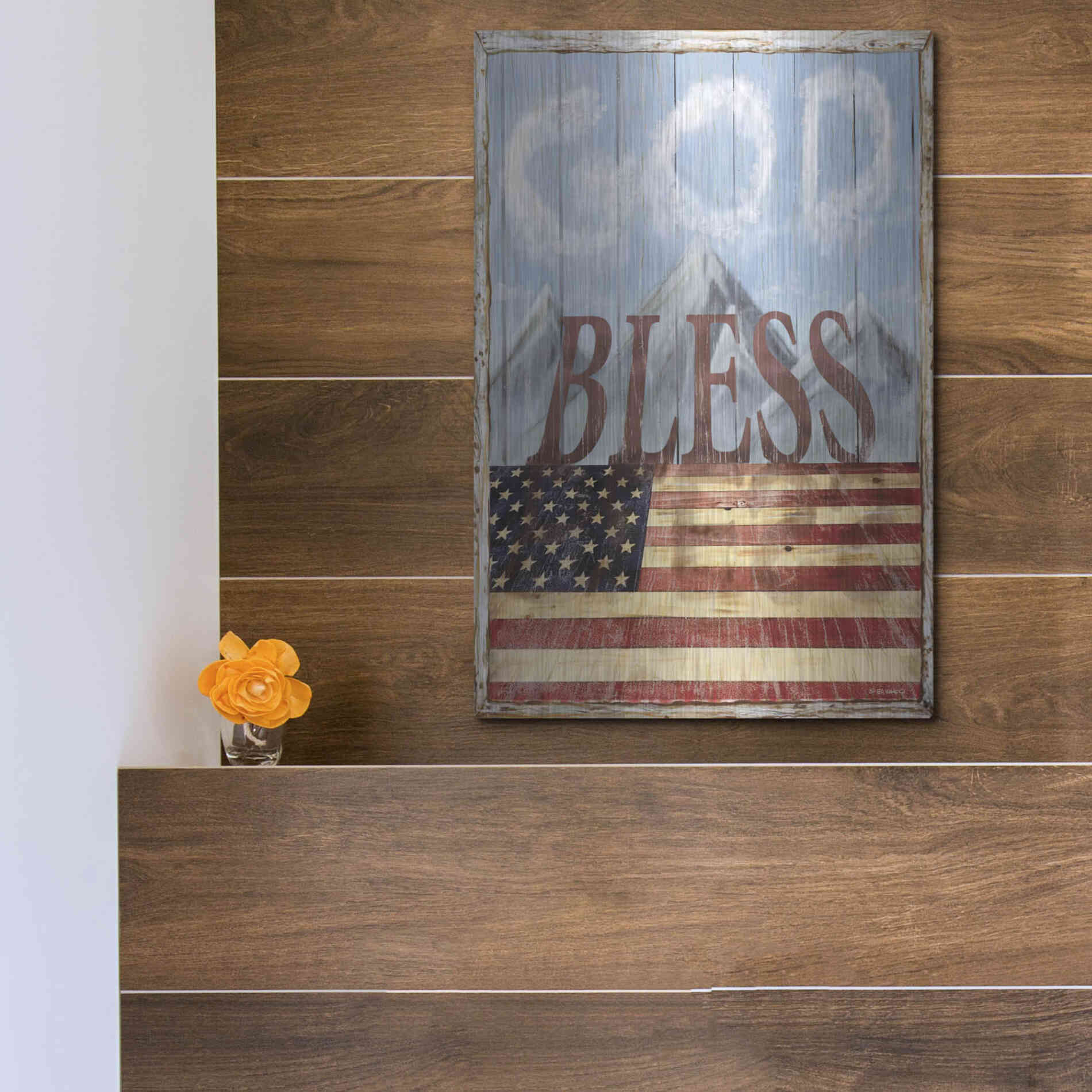 Luxe Metal Art 'God Bless America' by Ed Wargo, Metal Wall Art,12x16